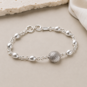 Pulseira em Prata Peruana com Medalhão Texturizado
