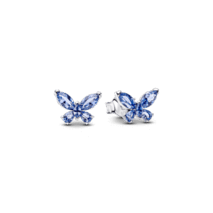 Brinco De Prata Pequena Borboleta Azul Brilhante