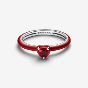 Anel Pandora Coração Vermelho Prata 925