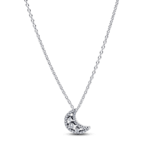 Colar De Prata Pingente Lua Brilhante