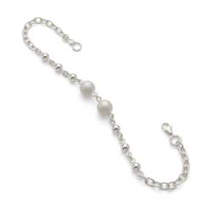 Pulseira Esferas Texturizadas e Lisas em Prata 925