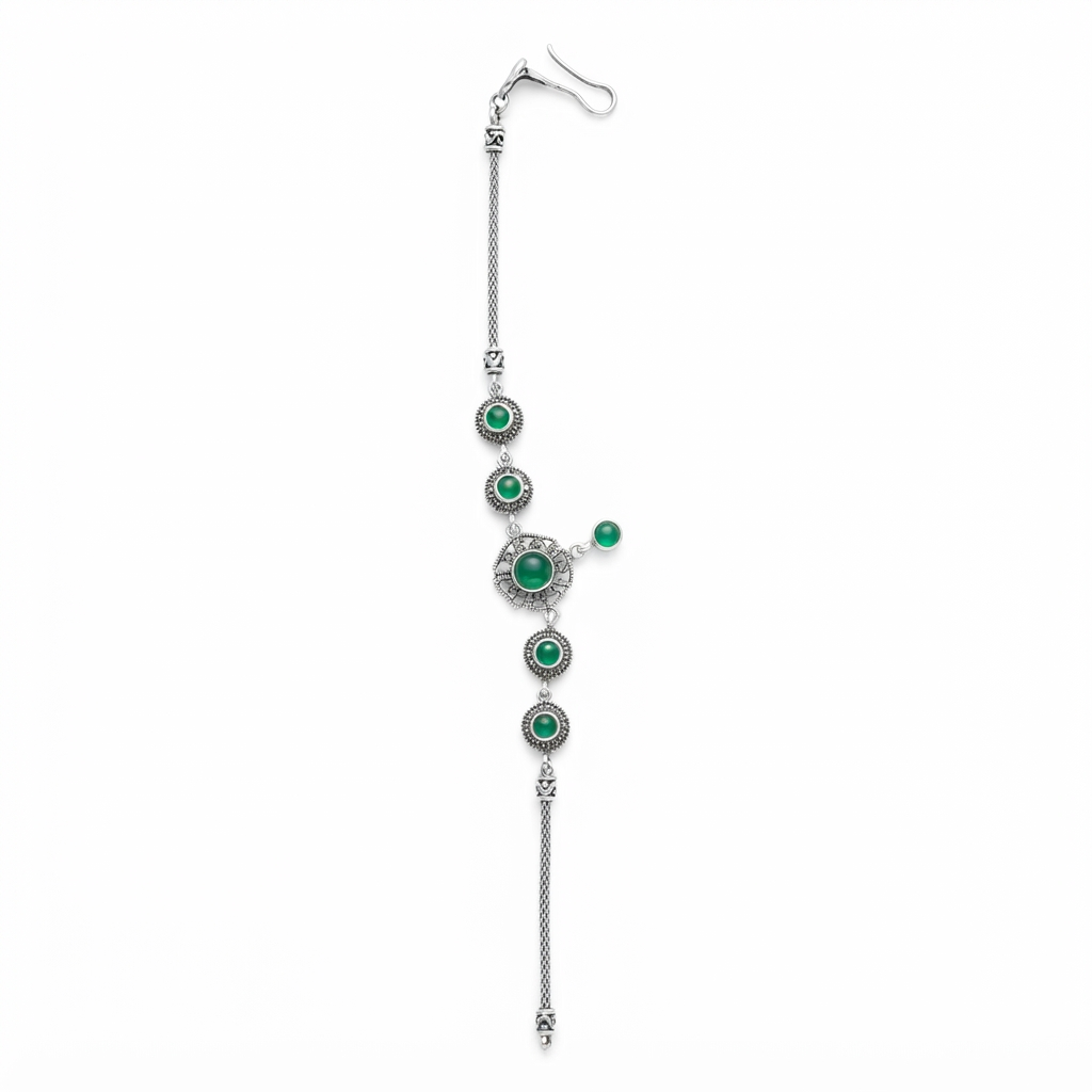 Pulseira Feminina em Prata 925 com Pedras Verdes - Imagem 2
