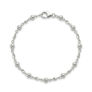 Pulseira de Prata 925 com Esferas Lisas e Elos Torcidos