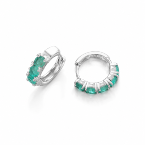 Brinco Argola de Prata com Pedras Verdes – Design Elegante