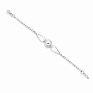 Pulseira Prateada com Esfera Central e Detalhes Vazados em Gota