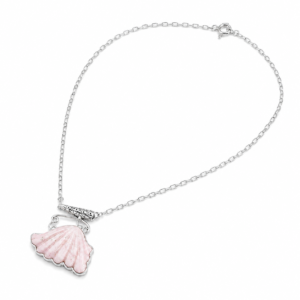 Colar de Prata com Pingente Rosa em Formato de Concha