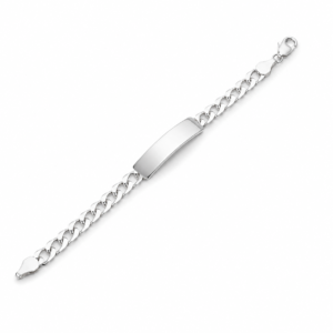 Pulseira Prateada com Placa Central Lisa e Corrente de Elos